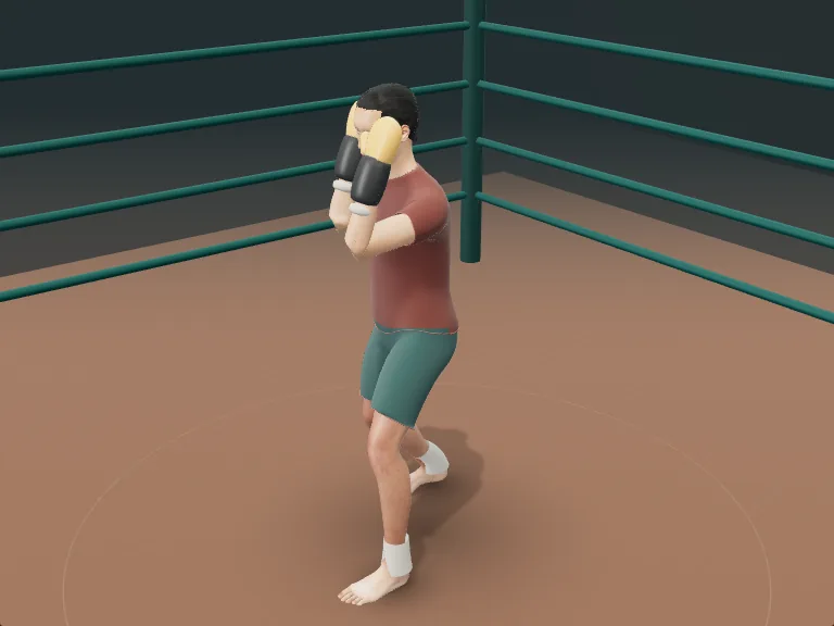 Muay Thai guard: Hands ready. Human movement study.
